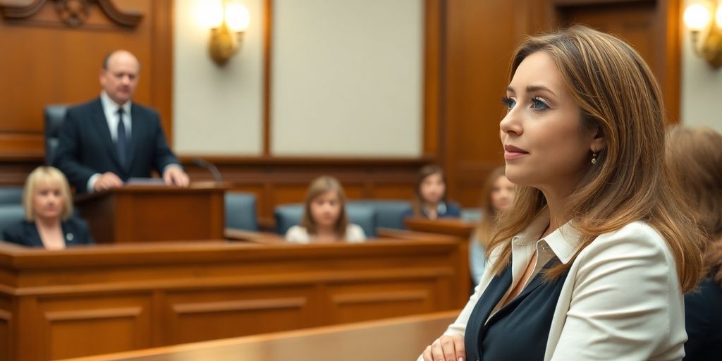 Individual speaking in a family court with a judge present.